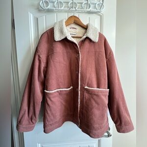 GARAGE Pink Corduroy Sherpa Jacket